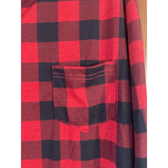 New Caretoo Red Plaid Flannel Print Light Button Up Shirt Men’s XL Black - Picture 3 of 8